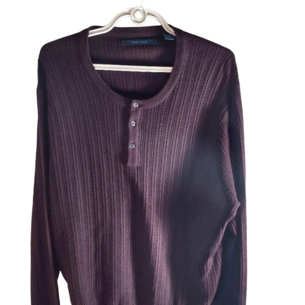 Perry Ellis Maroon Button Up Sweater